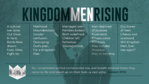 Kingdom Men Rising 2021 poem with background of man praying