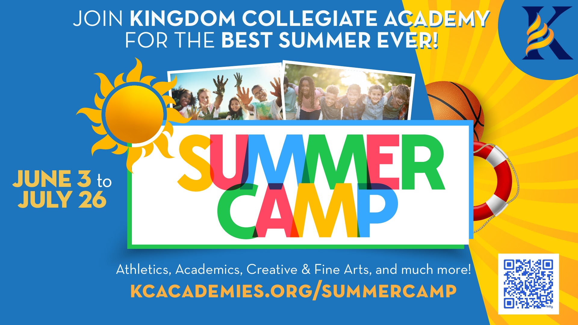 KCA summer camp June 3 to July 26, 2024