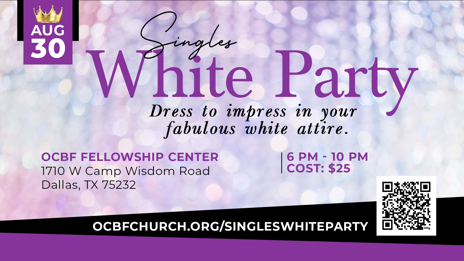 Singles ministry white-attire party at OCBF